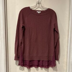 Garnet Hill cashmere Burgundy Crew Neck Sweater